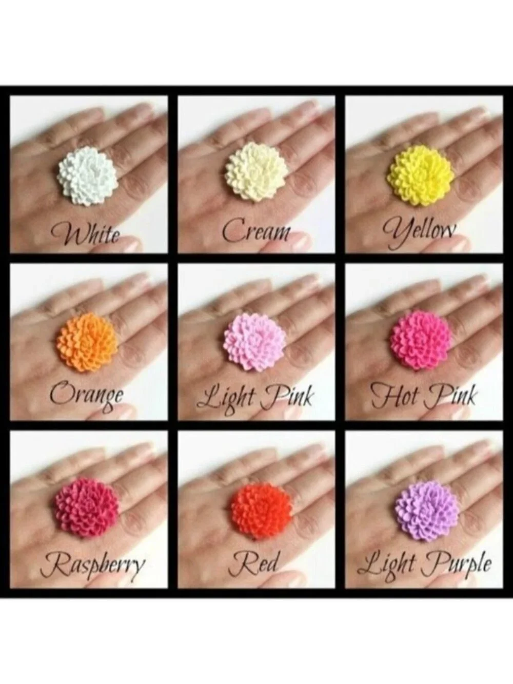 Light Pink Flower Ring Adjustable Chrysanthemum Ring - more colours available